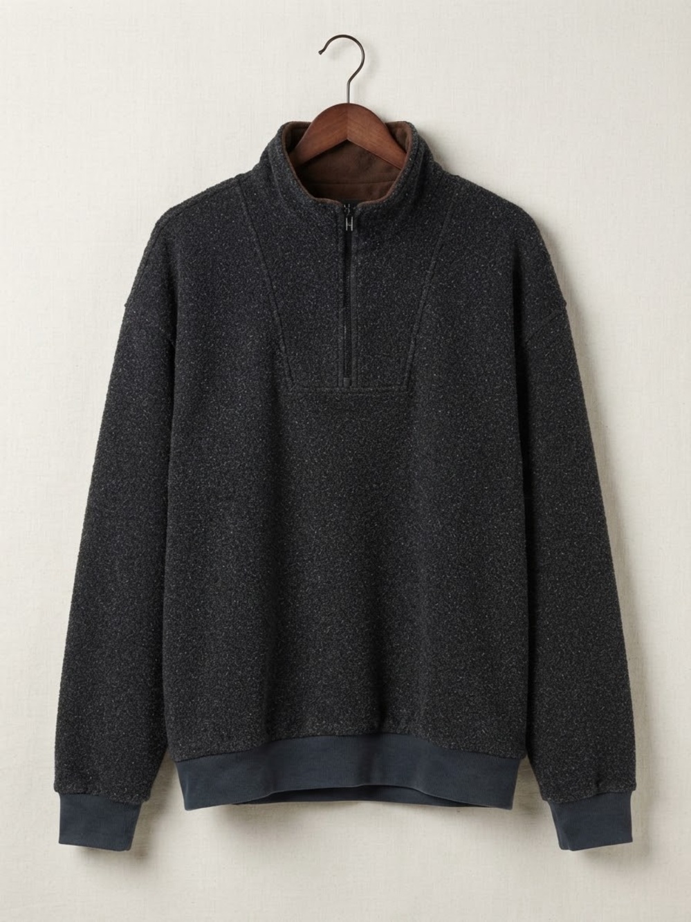 Men's Charcoal Zip-Front Knit Pullover